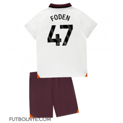 Camiseta Manchester City Phil Foden #47 Visitante Equipación para niños 2023-24 manga corta (+ pantalones cortos)